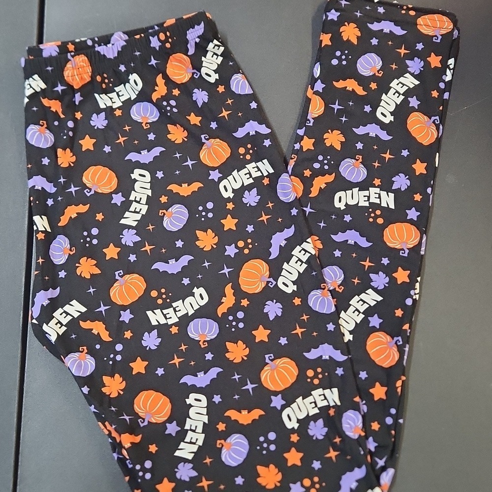 Bobbie Brooks Womens Halloween Pajama Pants Black Orange Purple Pumpkin Bat M